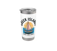 Isole greche, Divertimento barca a vela e tramonto, Peace Love Gyros Bicchiere termico in acciaio inox doppia parete