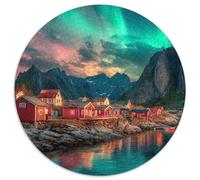 Isole Lofoten: case rosse e montagne verdi Jigsaw Puzzle 1000pcs (67.5x67.5cm) Adulti Puzzle Gioco EduGattoivo Decorazioni Per La Casa