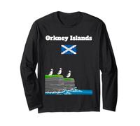Isole Orcadi Puffin Colonia su Sea Cliffs bandiera Scozia Maglia a Manica