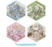 Isometric Sticker Book, DIY 3D House Stickers, 3D Sticker Scene, Isometric Sticker Pack, Sticker Rooms Book 3D, Room Sticker Book for Adults, Isometric Room Stickers(A)