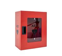 ISOP Armadio per Defibrillatore - Armadio per DEA - Scatola per DEA - Supporto per Defibrillatore - Vetrina per DEA - Scatola Rossa per Attrezzature di Sicurezza Antincendio - 36 × 29 × 17 cm - Rosso