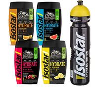 Isostar Hydrate & Perform - Bevanda Isotonica in Polvere ai Gusti Grapefruit, Limone, Arancia e Cranberry con Bottiglia da 1 L, Confezione da 4 × 400 g