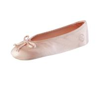 isotoner Ballerina da donna in raso con fiocco classico o fiocco morbido e suola in pelle scamosciata, Nero, 37/38 EU