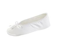 Isotoner - Ballerina da donna in raso con fiocco, suola in camoscio, Bianco (Papillon morbido bianco), 37/38 EU