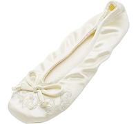 isotoner Ballerina da donna in raso con perle ricamate, avorio, 41 EU