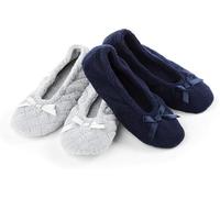 isotoner Ciabatte da donna trapuntate e solide, ballerine piatte grigio chiaro trapuntate blu navy, tinta unita, 35/36 EU, Grigio chiaro Trapuntato Blu marino Monocromatico, 35.5/36.5 EU
