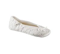 isotoner Ciabatte donna ballerina con fodera in spugna e ballerine trapuntate, bianco, 35.5/36.5 EU