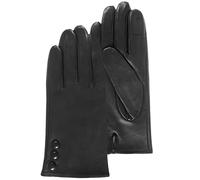 Isotoner Guanti da donna tattili in pelle di agnello pieno fiore - foderati seta, 7.5=M, Nero , 7