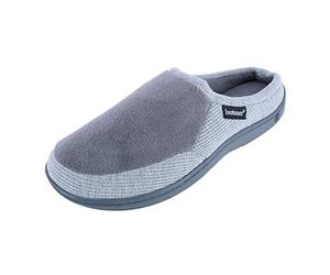 Isotoner Hoodback da uomo in microfibra e cialde Travis con pantofola in memory foam, cenere, 44/45, Cenere, 45/46 EU