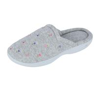 isotoner Indoor/Outdoor Slip-on Secret Sole Clog Slippers with Memory Foam Comfort And Heal Suppport, Slipper Slip on Donna, Fiore Grigio Erica, 41 EU