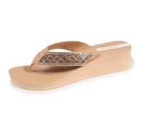 Isotoner Infradito da donna con tacco da 4 cm, ultra comode, beige, 37 EU
