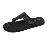 Isotoner Infradito donna molto confortevole, top sofisticato, Nero , 38 EU