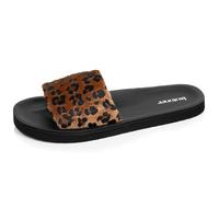 Isotoner Mules Claquettes Donna Sandali Spiaggia Estate Solette Eva Leggero e Confortevole, EU, Leopardo Nero, 41 EU