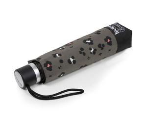 Isotoner Ombrello a manico crook, solido, ultra idrorepellente, con apertura automatica, Leopardo Cachi, ST