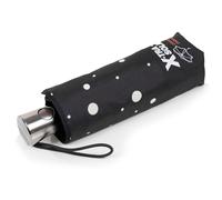 Isotoner Ombrello X-tra Solida protezione antiribaltamento, ultra impermeabile, apertura automatica e chiusura verde, Piselli Nero/Giallo, ST