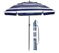 Isotoner Ombrellone da spiaggia ultra resistente anti vento e anti UV upf50+, Strisce miste marine