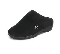 Isotoner Pantofola da donna in morbida memory foam, con comodo supporto per arco plantare e suola interna ed esterna, Nero, 38 EU