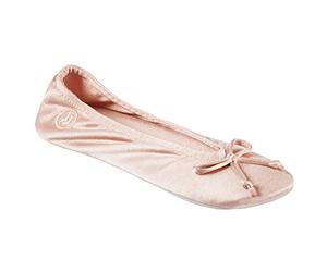 isotoner - Pantofola da donna in raso, con fiocco, suola scamosciata, (Sabbia da sera.), 39/40 EU
