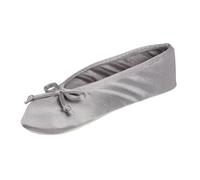 isotoner Pantofole da donna in raso con fiocco e suola in finta pelle scamosciata, Cenere, 7.5/10 UK