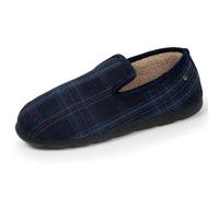 Isotoner Pantofole da uomo Charentaises ultra comode e calde, tecnologia everywear, Tartan Blu, 46 EU