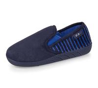 Isotoner Pantofole Mocassini da ragazzo in camoscio ultra morbido, suola ergonomica comfort, facile da indossare, suola antiscivolo, Marina, 37 EU