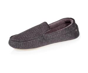 Isotoner Pantofole Mocassini uomo ultra comode e leggere, in cotone biologico e suola in pelle, EU, grigio antracite, 44 EU