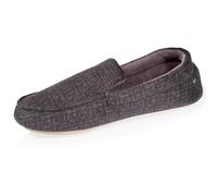 Isotoner Pantofole Mocassini uomo ultra comode e leggere, in cotone biologico e suola in pelle, grigio antracite, 40 EU