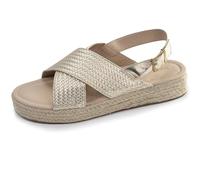 Isotoner Sandali da donna con zeppa da 3,5 cm, molto comodi, oro, 36 EU