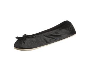 isotoner Women's Classic Hoodback W Memory Foam Slip on Slipper, Black, Large / 8.5-9 M US
