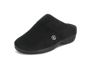 isotoner Women's Classic Hoodback W Memory Foam Slip on Slipper, Black, X-Large / 9.5-10 M US
