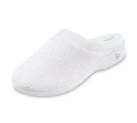 isotoner Women's Microterry Hoodback W/Satin Trim, White, 7.5/8