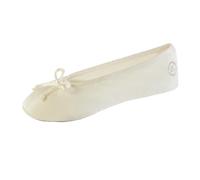 isotoner Women's Satin Classic Ballerina Slipper Cream Small 5-6