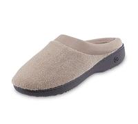 isotoner Women's Terry and Satin Slip On Cushioned Slipper with Memory Foam for Indoor/Outdoor Comfort