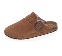 Isotoner Zoccoli da donna in pelle, suola extra flex, leggeri, toppa tacco comfort, marrone, 36 EU