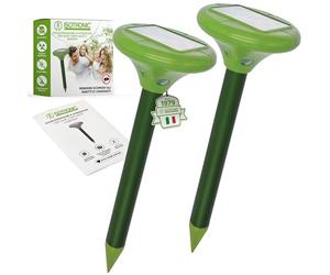 ISOTRONIC Deterrente per talpa con LED | Repellente a energia solare | Vibrasonic con motore a vibrazione | Dissuasore a ultrasuoni con picchetto per terra | Senza acido butirrico | Confezione da 2
