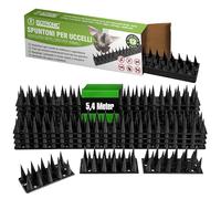 ISOTRONIC Dissuasore per uccelli in plastica, per gatti, martore, piccioni, recinzione, davanzale, protezione per uccelli, robusto (nero, 5,4 metri/12 elementi)