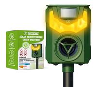 ISOTRONIC Repellente solare per animali selvatici, ideale per procioni, cervi, volpi e cinghiali - Repellente a frequenza + luce a fiamma - Efficace deterrente per animali (1 pezzo)