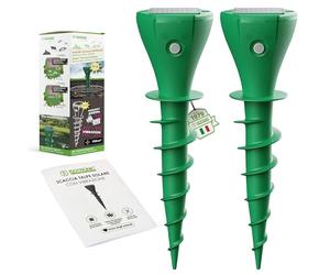 ISOTRONIC Repellente Solare per Talpe, Arvicole e Serpenti - Repellente per Talpe con picchetto da Giardino - Repellente per Talpe con Raggio d'azione effettivo di 700 m² (2 Pezzi)