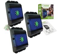 ISOTRONIC Repellente ultrasonico per topi e ratti - Repellente per parassiti con ultrasuoni e luce LED blu - Spaventa topi senza veleno e trappola per topi - 40 m² raggio d'azione (3 pezzi)