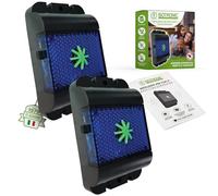 ISOTRONIC Ultrasuoni Repellente per Roditori, Set da 2 | A Batteria per Interni ed Esterni | Contro Topi, Ratti, Martore, Ghiri, Volpi e Procioni | Repellente per Fauna Selvatica con Luce LED Blu