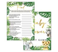 ISOVF YXK-E06 - 30 giochi per baby shower con 1 carta di risposta (12,7 x 17,8 cm) - Baby Shower Feud - Giochi per feste con animali della giungla e sesso per bambini - Tema Safari Genere neutrale Bomboniere e forniture-YXK-E06
