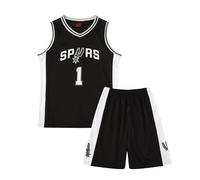 ISOVNUS Magliette Canotta e Pantaloncini da Basket Bambino 2 Pezzi - Completo Pallacanestro Ragazzo Senza Maniche per Bambini (9-10 Anni Nero)
