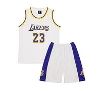ISOVNUS Magliette Canotta e Pantaloncini da Basket Bambino 2 Pezzi - Completo Pallacanestro Ragazzo Senza Maniche per Bambini (3-4 Anni, Bianco)
