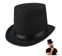 ISOYTERO Cappelli a cilindri per uomini cappello a cilindro nero alto 6, 3 pollici Cappello da costume da sentimento per adulti per cappelli da parte di un accessorio per la festa di Halloween