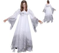 ISOYTERO Costume da sposa cadavere donna donna vittoriana vittoriana abito mascherato morbido in poliestere fantasma costume per il cosplay per feste, L cadavere