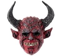 ISOYTERO Maschera del diavolo Scarico Maschera demone a faccia piena realistica con corno di bue per Halloween, Masquerade, Propts Cosplay, 13, 4x14, 6 pollici