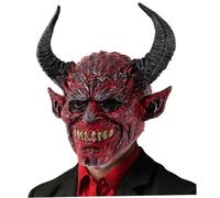 ISOYTERO Maschera del diavolo Scarico Maschera demone a faccia piena realistica con corno di bue per Halloween, Masquerade, Propts Cosplay, 13, 4x14, 6 pollici