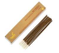ISPALLA® - Bastoncini di incenso PALO Santo con MYRHA 10 pezzi, fatti a mano in Perù, 100% naturali e vegani