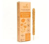 ISPALLA - Bastoncini di incenso Palo Santo Gelsomino, 8 bastoncini spessi per ispirazione e creatività, fatti a mano in Perù, 100% naturali e vegani