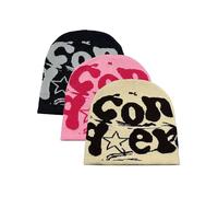 iSpchen 3 Pezzi Berretto in Maglia Morbido Unisex Berretto Invernale Y2K Beanie con Stampa di Lettere Berretto da Sci, Taglia unica